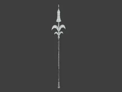 Stylized Brass Steel and Wood Spear Low-poly 3D model