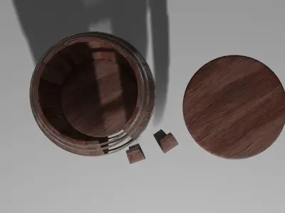 Wooden barrel with barrel hoop with 4k textures included 3D model