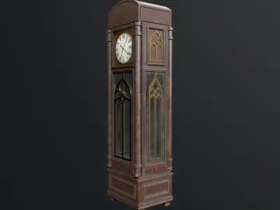 Old Grandfather Clock Low-poly 3D model