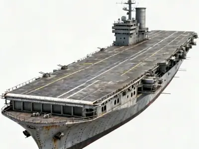 WWII Era Aircraft Carrier 3D Model 3d model Low-poly 3D model