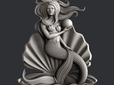 3d STL models for CNC router Mermaid 3D model