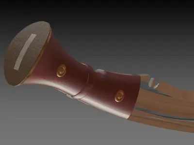 Kukri knife with wooden handle 3D print model