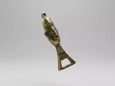Antique African Tribal Bronze Bottle Opener Decorative PBR 3D 3D model