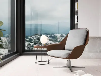  Replica Flexform Cocoa Armchair Model, Brown &amp; Grey 