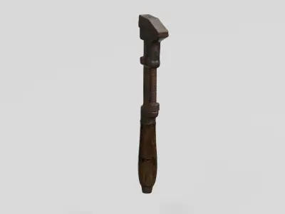 Rusty Tool Pipe Wrench 1 3D scan PBR 4K textures Low-poly 3D model