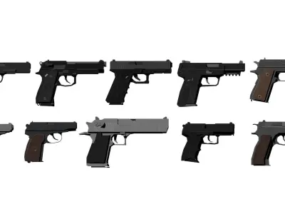 Weapon Pistols Pack Low-poly 3D model