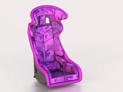 Racing Sport Seat V01 Pink Camo Low-poly 3D model