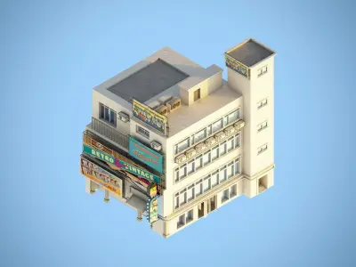 Isometric town 3D model