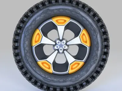 Offroad Tire Wheel Design Rim2 Low-poly 3D model