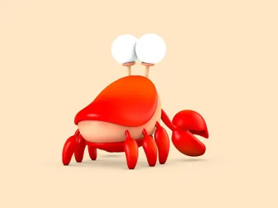 Cartoon Crab Low-poly 3D model