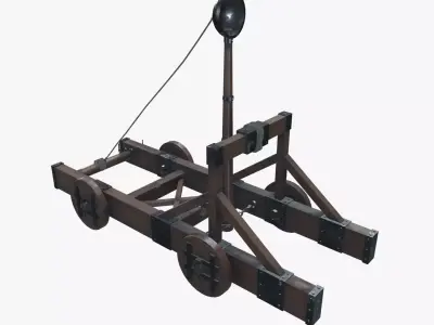 Medieval Catapult V01 New Low-poly 3D model