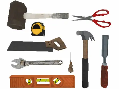 PS1 Low Poly Tool Collection Low-poly 3D model
