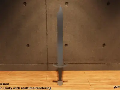 Falchion - Lowpoly Textured and Colorbased sword Low-poly 3D model