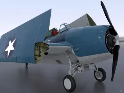 F4F-4 9-GF-7 - Rigged Low-poly 3D model