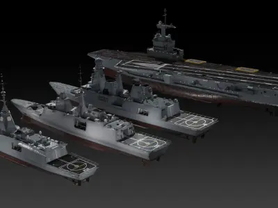 Modern French navy warships 3D Model Pack