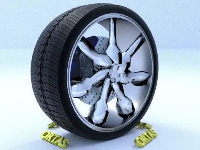 ORTAS CAR RIM 66 GAME READY RIM TIRE AND DISC 3D model