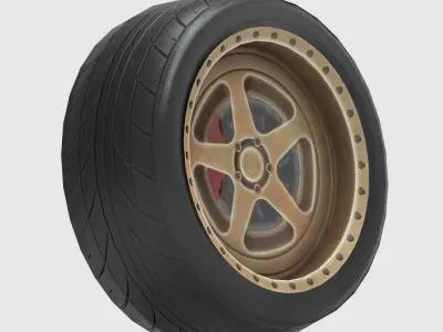 High-Performance Car Wheel Assembly Low-poly 3D model