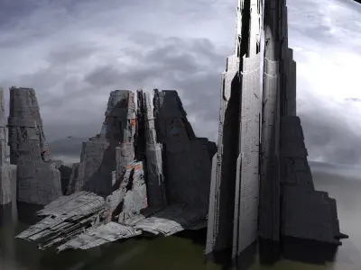 Stargate Pyramid City of Blood Kit bash Ship version 3D model