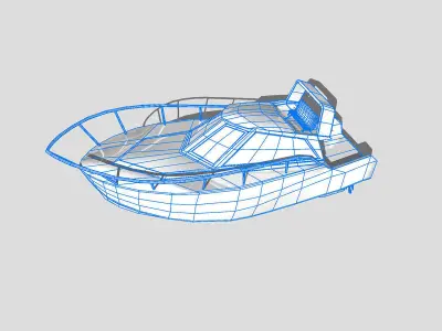 Speedboat cartoon boat Low-poly 3D model