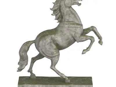 Rearing horse stone statues Low-poly 3D model