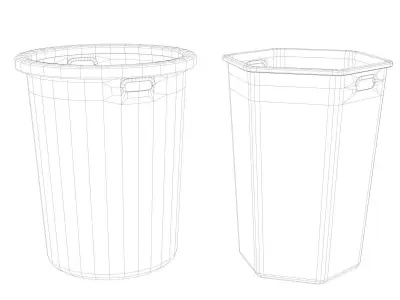Trashcan two plastic trash cans 3D model
