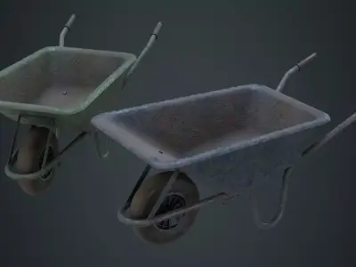 Wheelbarrow 1B Low-poly 3D model
