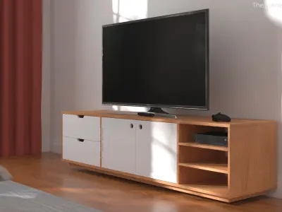  Flat Screen TV with Game Console on Storage Unit White 