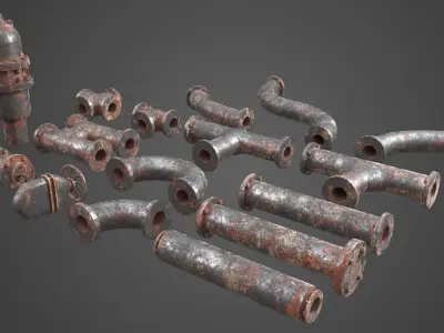 Factory Element - Pipes Low-poly 3D model