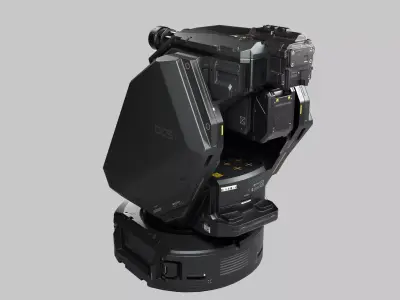 Automatic Sci-Fi Gatling turret Low-poly 3D model