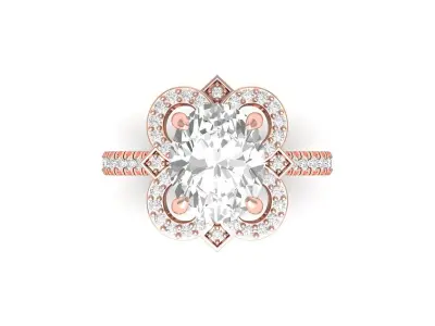 Oval Art Deco Ring 3D print model 15