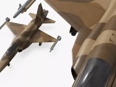 Sand Camo Jet Fighter with Wing Missiles Simplified 3D model