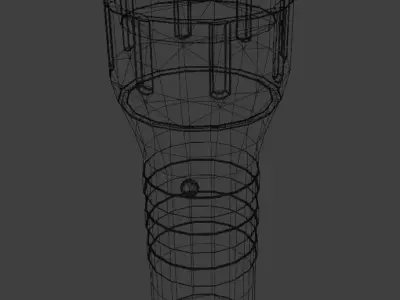 Low Poly Black Flashlight PBR Game Ready Low-poly 3D model