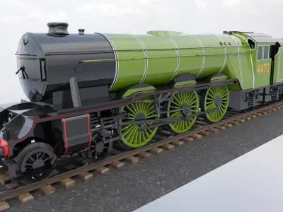 Animated Flying Scotsman Steam Train Low-poly 3D model