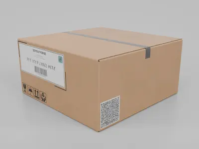 Cardboard Box R-442 - Rigged and Customizable Low-poly 3D model
