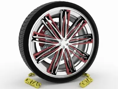 ORTAS CAR WHEEL RIM 105 GAME READY WHEEL RIM TIRE 3D model