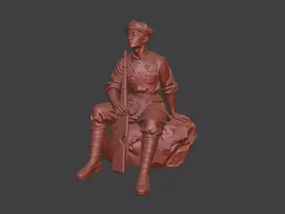Military sculpture warrior  military battle war hero  soldier 3D print model 18