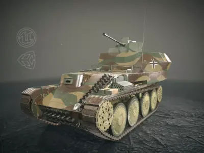 Flakpanzer 38 Gepard Tank Low-poly 3D model
