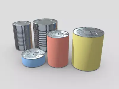 Tin Can Pack Low-poly 3D model