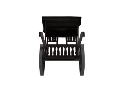 Rickshaw Wooden Cart with Cover Low-poly 3D model