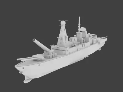 HSM Daring Type 45 destroyer Low-poly 3D model