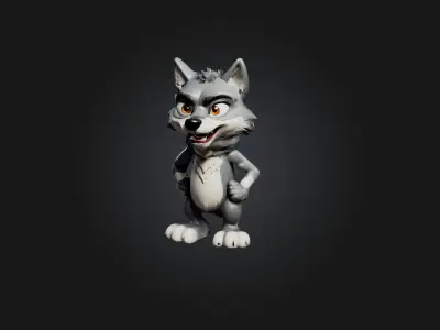 Cartoon Wolf Low-poly 3D model