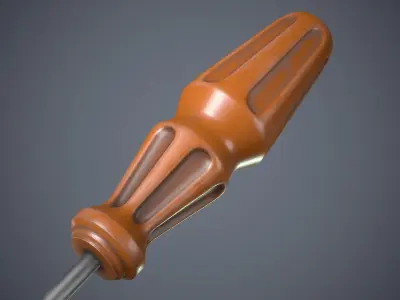 Old Screwdriver Low-poly 3D model