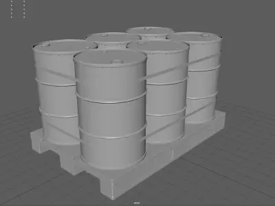 Radiactive Barrels on a Pallet Low-poly 3D model