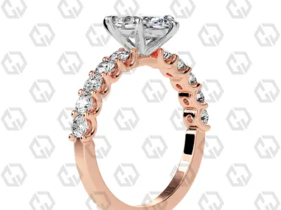 Ring 95 Marquise Shape prong set round on shank with Gems 3D print model