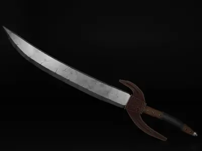 one handed sword PBR low-poly Low-poly 3D model