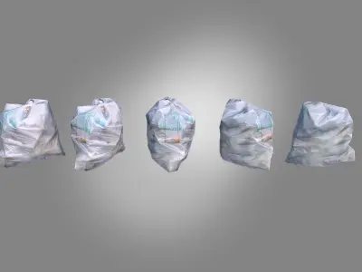 4 Trash Bag Bundle Low-poly 3D model