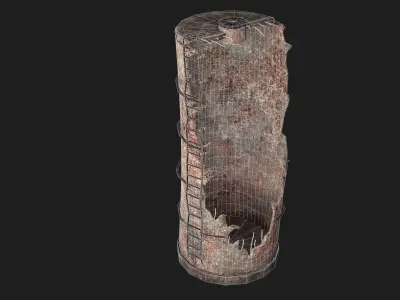 POST APO SILO SILOS RUINS TANK DESTROYED SURVIVAL COLLECTION Low-poly 3D model