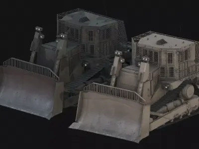 Armoured Bulldozer Low-poly 3D model