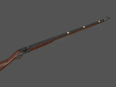 Musket flintlock rifle Low-poly 3D model