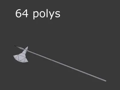 low poly pole axe Low-poly 3D model